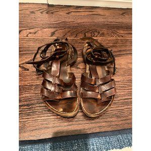 Mauro Giuli Women's Leather Flat Sandals, Brown, Size 7